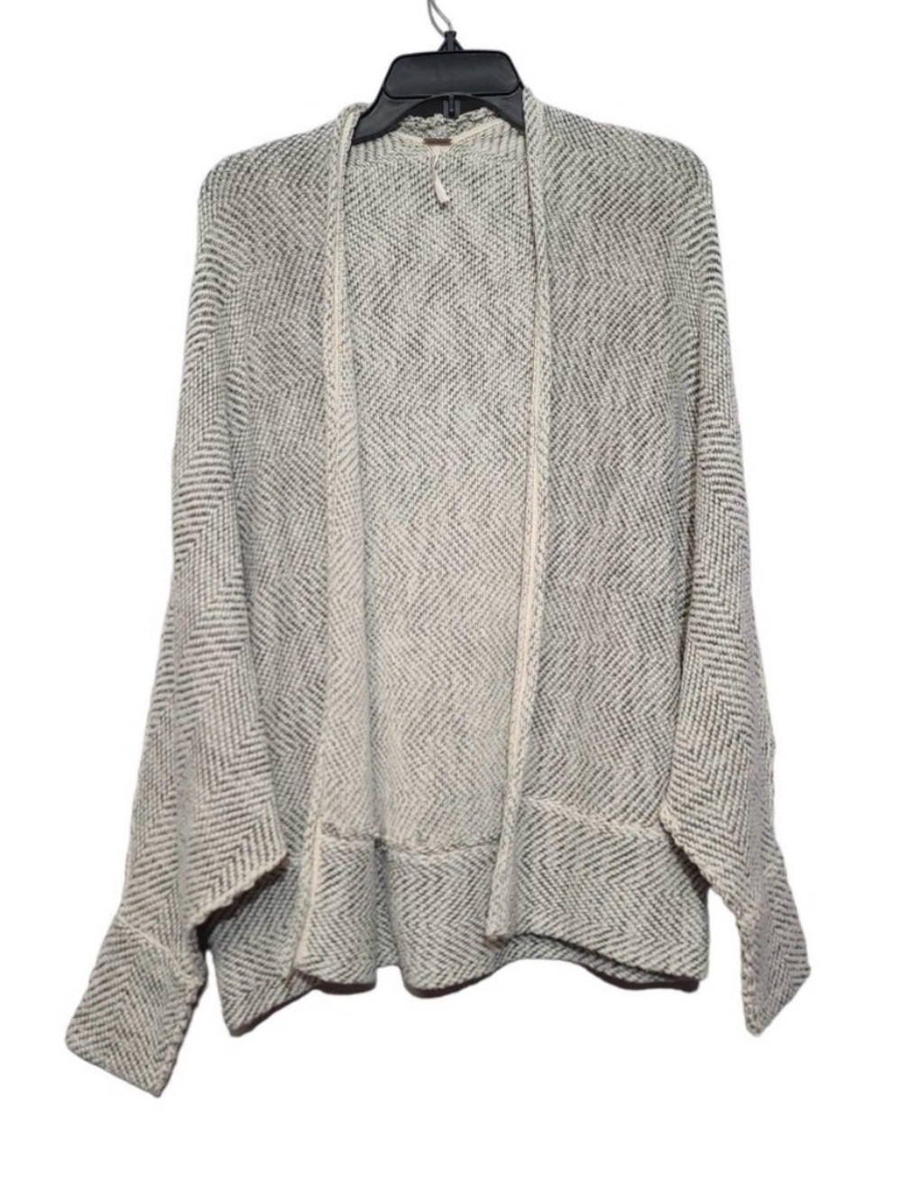 Free People Heathered Light Gray Open-Front Knit Cardigan